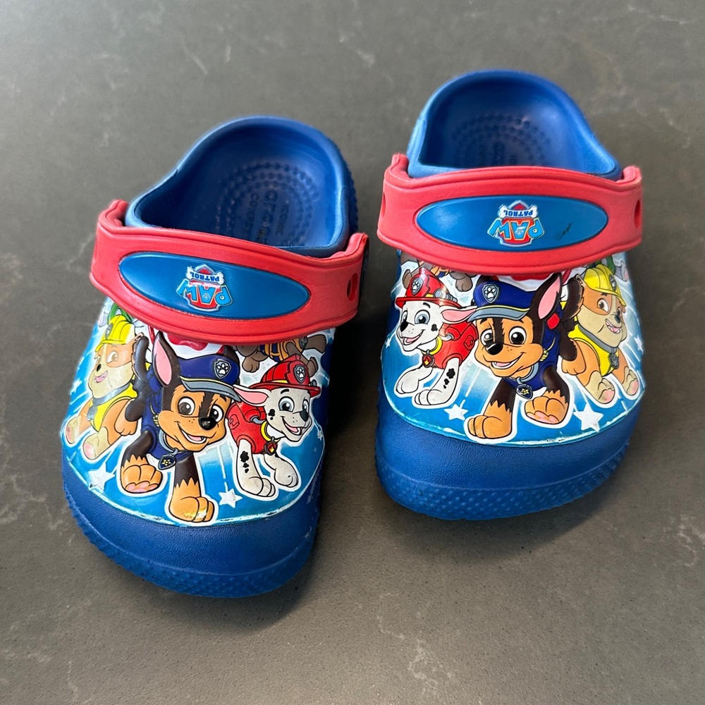 Paw Patrol Blue Kids CROCS with Red Strap and Character Print size C7